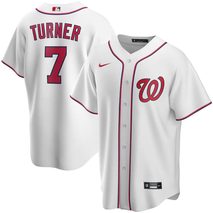 Youth Washington Nationals #7 Trea Turner Nike White Home Replica Player MLB Jerseys->women mlb jersey->Women Jersey